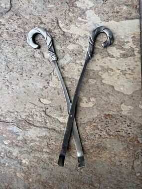 Vintage Candle Wick Cutter Scissor Snuffer Pewter Handles Cane Like Long Silver